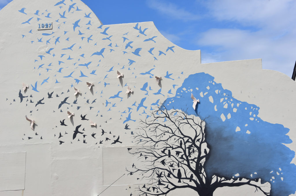 birds on a wall