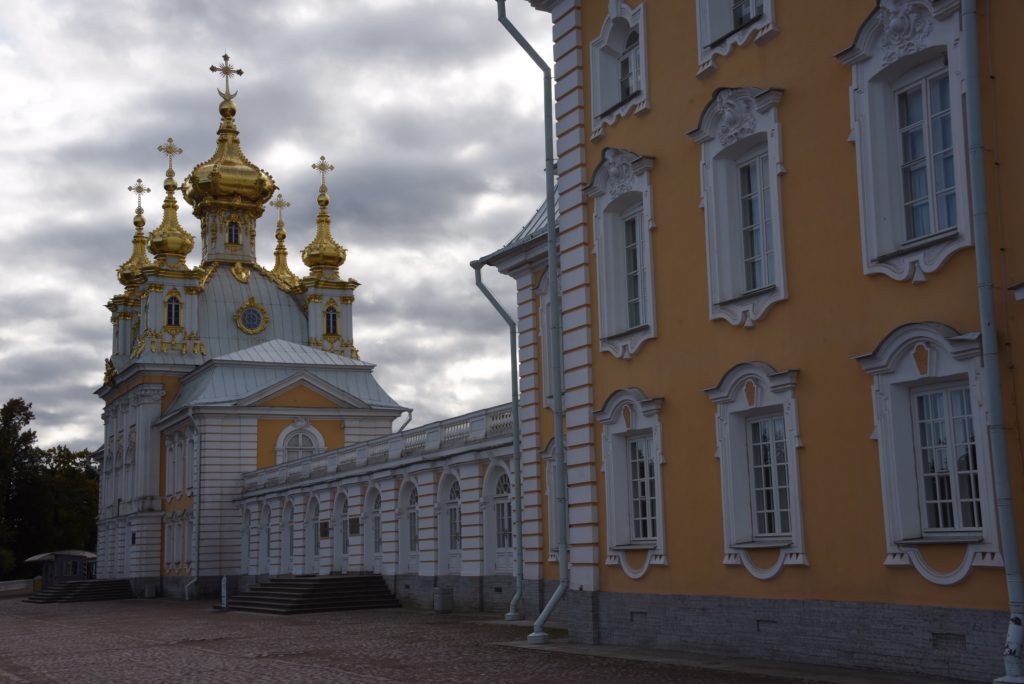 orange building with gold top