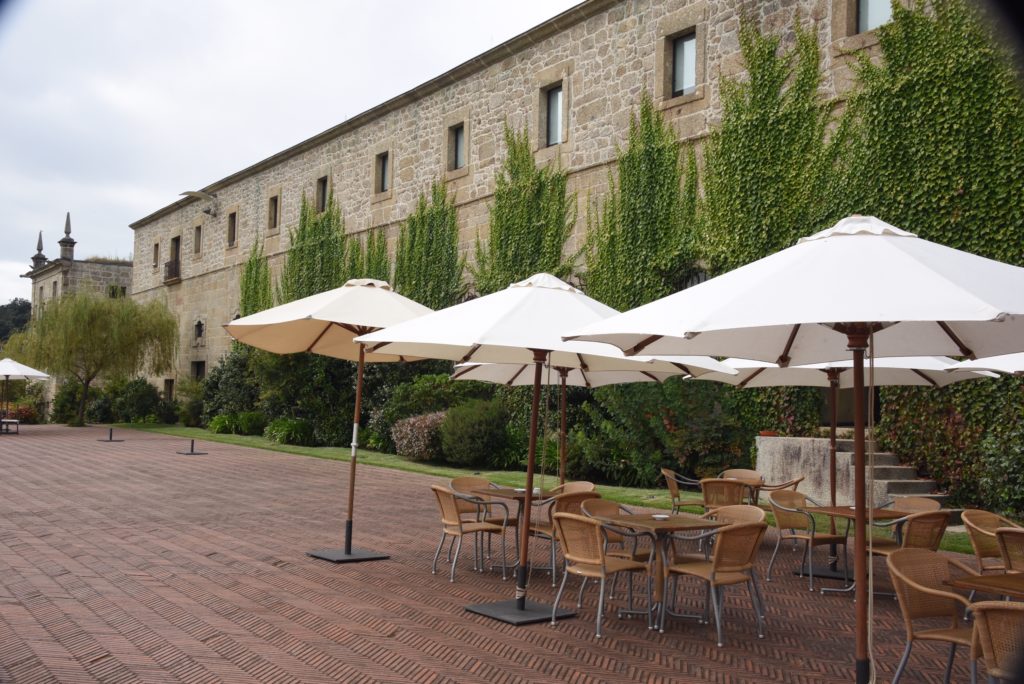 umbrellas and tables outside