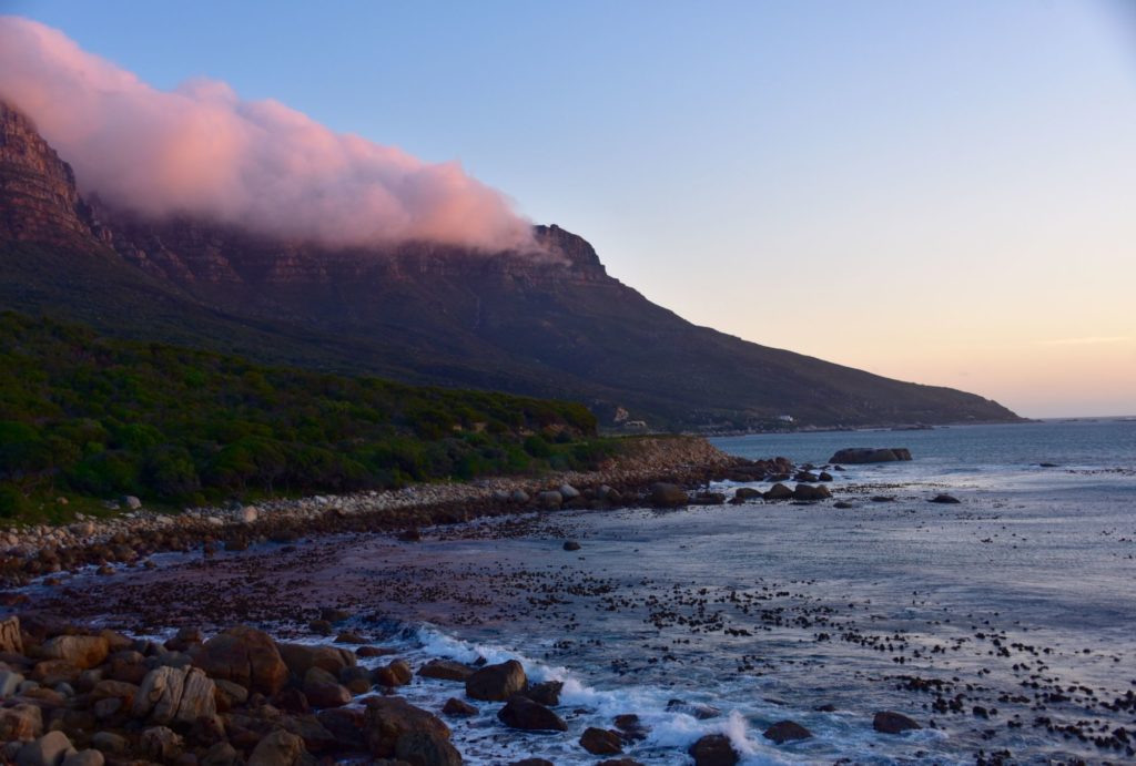 mountain clouds and ocean